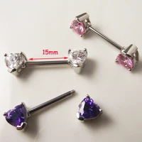 2 шт 14 г сердце любовь Соски кольцо Нержавеющая сталь mamilo кубический цирконий сердце Соски бар Кольца Средства ухода за кожей пирсинг украшения - изображение