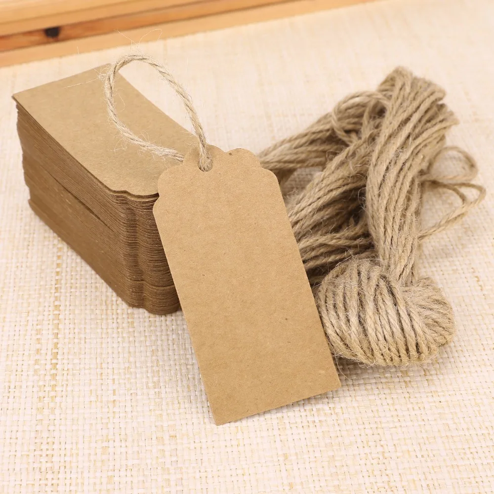 Винтаж kraft Бумага подарочные карты метки с swirl края для Свадебные украшения DIY