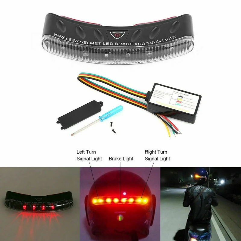 

Motorcycle Wireless Waterproof Helmet LED Brake And Turn Signal Stop light Safety Light High Brightness LED lights Universal