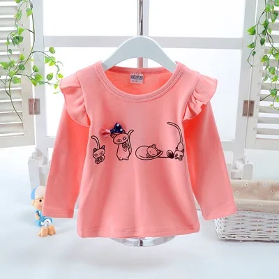 Детские свитера Bebe мультфильм теплая одежда дети обувь для девочек с длинным рукавом повседневное утолщенные Топы младенческой мальчико - Цвет: Cat-pink