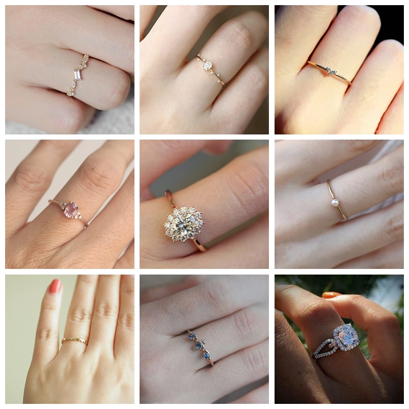 

Delicate Classic Rhinestone Rings For Women CZ Female Wedding Engagement Romantic Love Rings Crystal Rings Fashion Jewelry Gifs