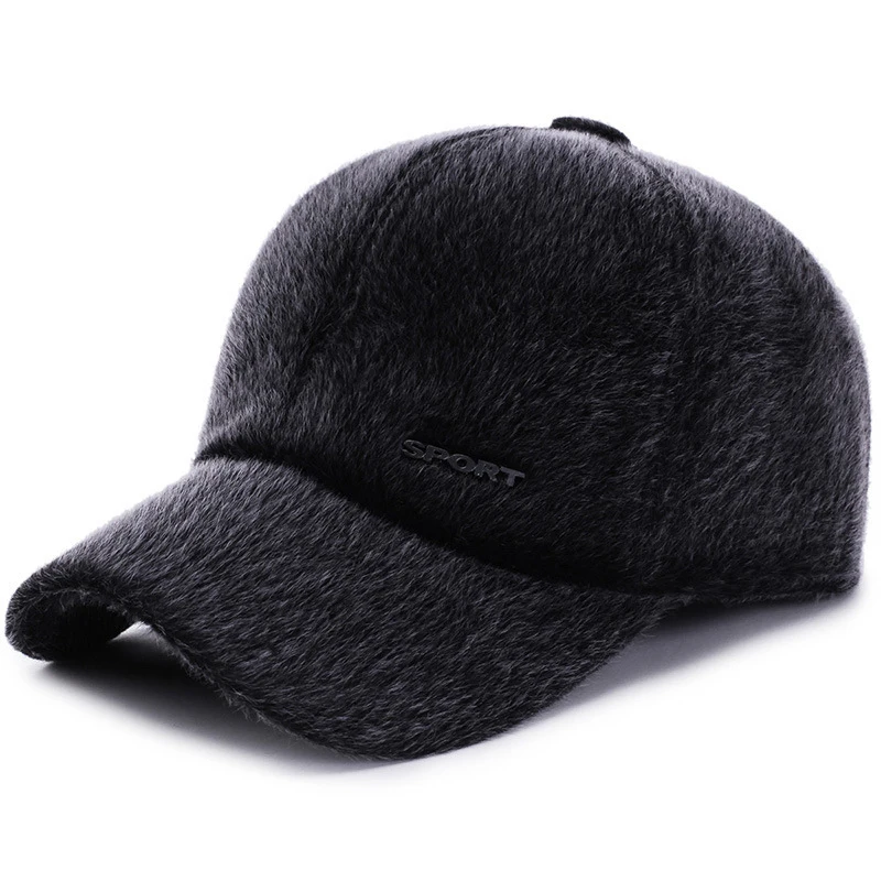 HT2072 мужская шапка осень-зима, шапка из искусственного меха норки для мужчин, Толстая Теплая мужская бейсболка, регулируемая бейсболка, бейсболка с ушками