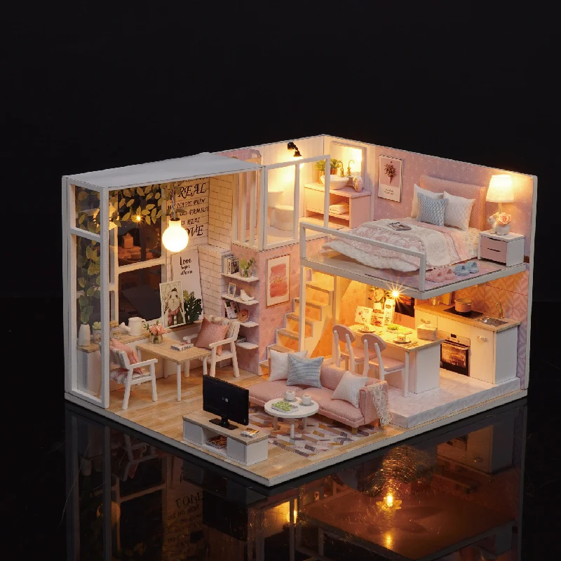 DIY Doll House Casa Miniature Dollhouse With Furnitures Wooden House For Dolls Miniaturas Toys For Children Gift L022 #E DIY Doll House Casa Miniature Dollhouse With Furnitures Wooden House For Dolls Miniaturas Toys For Children Gift L022 #E