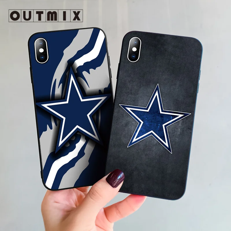 

OUTMIX Hot selling fashion Dallas Cowboys Glitter design cell Case For iphone X XS XR XSMax 7 8plus 5 5s 6 6s Plus cover