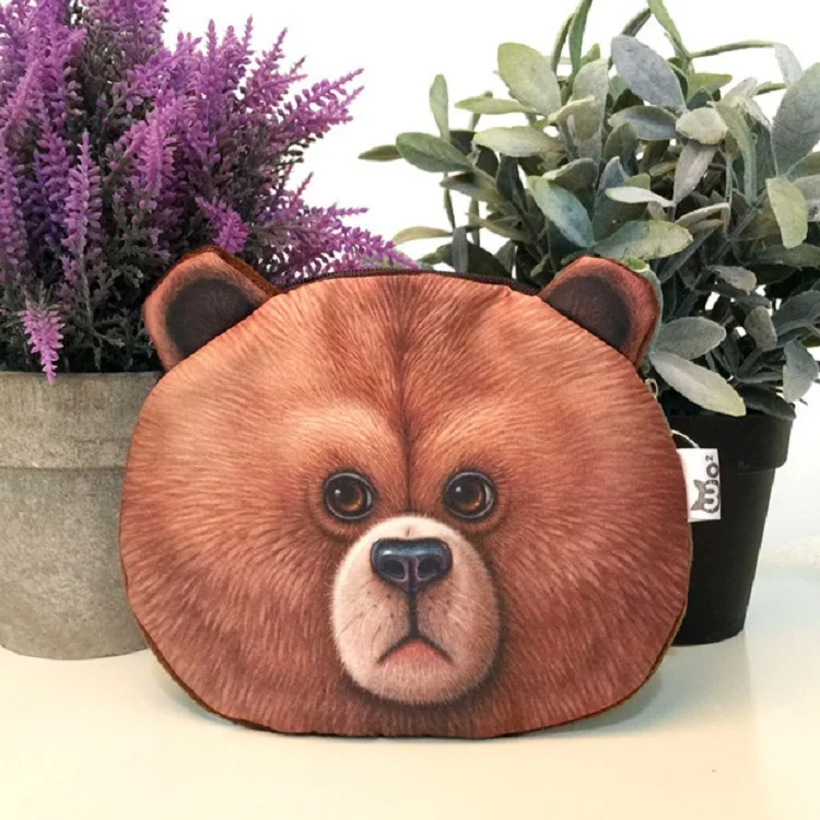 

2016 coin purses wallet ladies 3D printing cats dogs animal big face change fashion cute small zipper bag for women 17*14cm