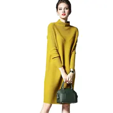 Plus size Pullover Half turtleneck Autumn Winter Sweater Dress Women 2018 New Ladies Knitted Long Maxi Dresses Vestidos Z385