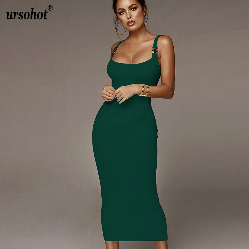 Ursohot трикотажное облегающее платье с металлическим украшением женское