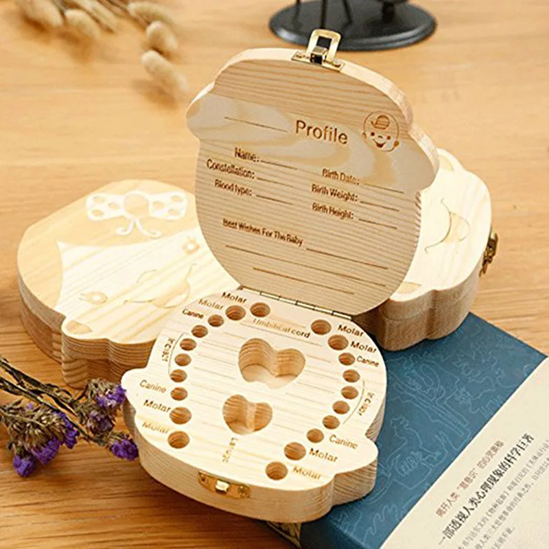 ONNPNNQ Baby Milk Tooth Box Organizer For Baby Save Teeth Wood Storage Box tooth house Case Holder as a Gift For Kid Boy Girl4