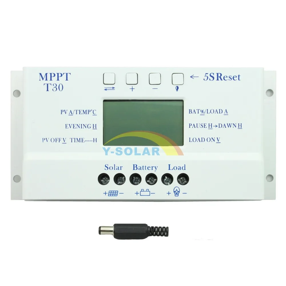 MPPT T30 солнечный регулятор жк-дисплей CE сертифицирована свет и двойной таймер управления устанавливается 30A 12 В 24 В авто работа контроллер для солнечной батареи контроллер для солнечной батареи