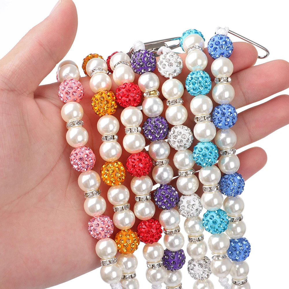 Dummy Clip for Girls Boys - Perfect Baby Gift. White Ribbon /& White Flower Stone Soother Holder Strap for Baby