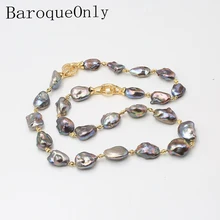 BaroqueOnly три способа носить Смешанные Цвета барокко натуральный пресноводный жемчуг ожерелье свитер цепь Новое поступление NS