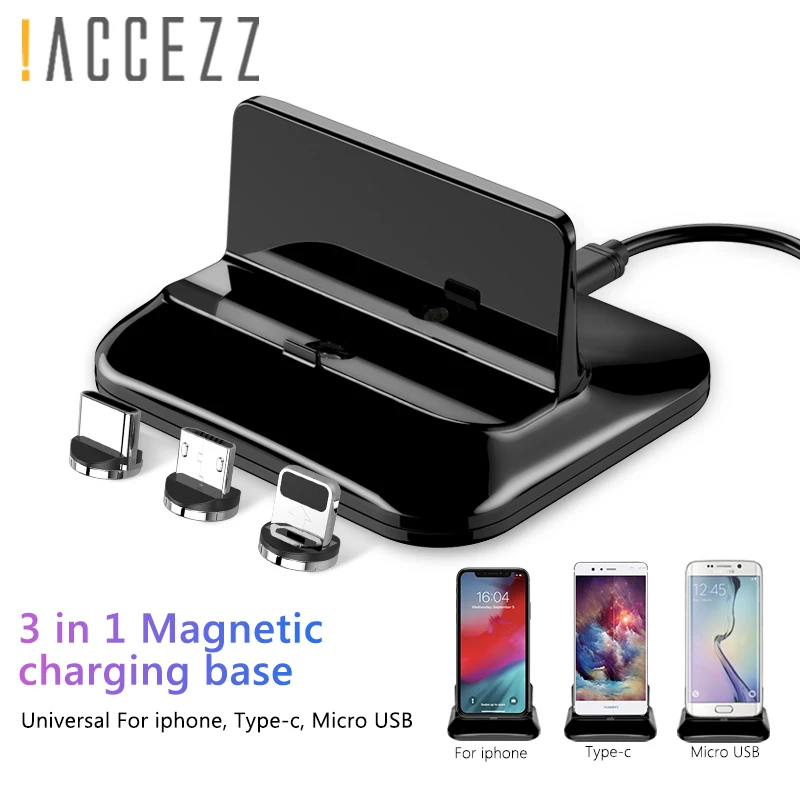 ! Универсальный держатель для телефона ACCEZZ Магнитная Зарядка 8 Pin Type C Micro USB Samsung