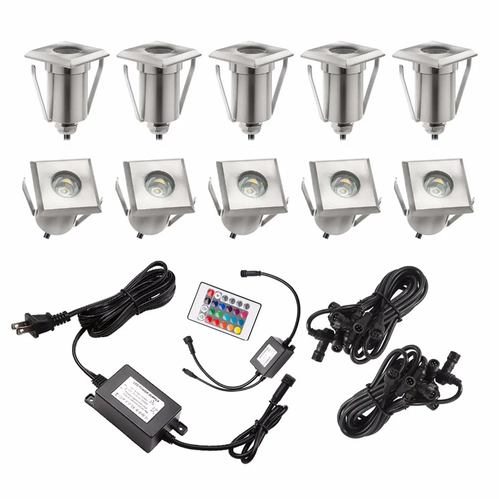 10pcs 42mm 70 Lm Concrete Patio Lighting Square Recessed Deck Lights