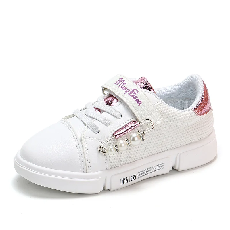 2018 Fashion brand girls shoes children's pearl princess shoes spring