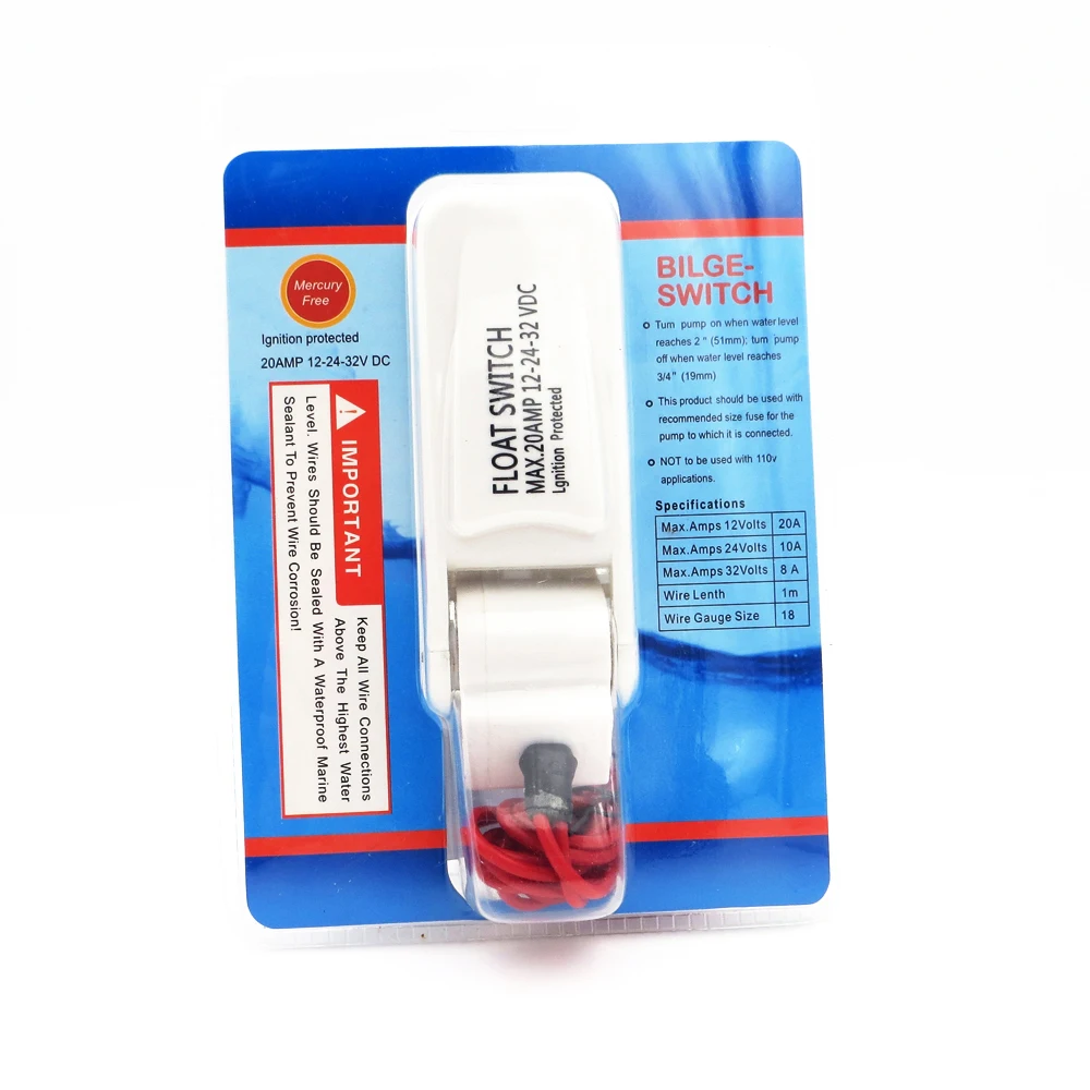 

Universal Float Switch 20 Amp 12V-32V 12V 24V Automatic Electric Water Pump Float Switch DC Bilge Pump Switch