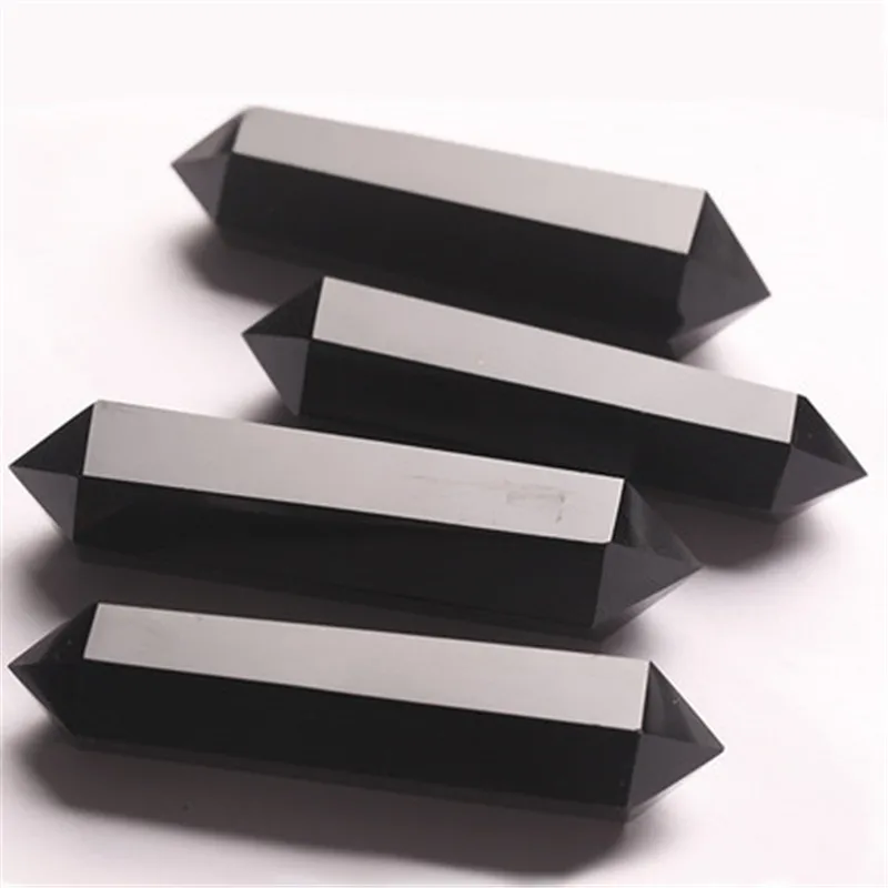 

Natural Obsidian Stone Double Points Tower Obelisk Polished Wands Healing Energy Yoga Crystal Quartz