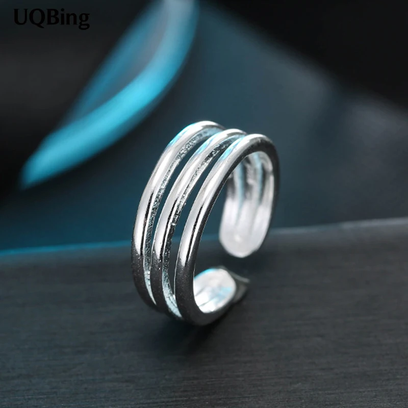 

New Arrival Simple 925 Sterling Silver Multi Layer Rings For Women Jewelry Finger Open Rings Free Shipping