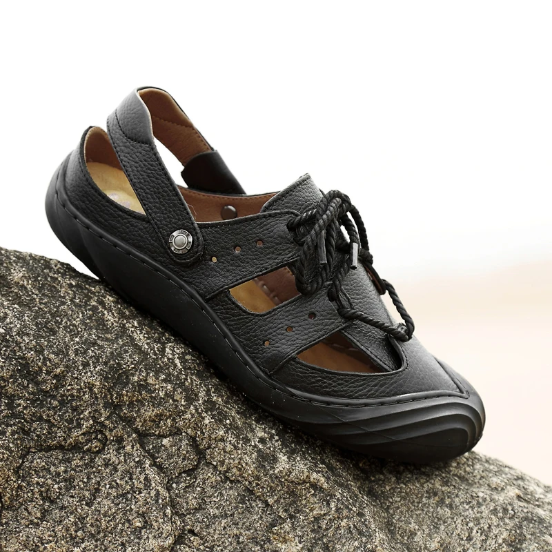 Летние кожаные мужские сандалии мужская обувь для взрослых повседневная классическая пляжная мужская обувь