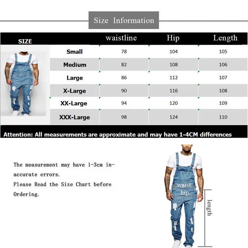 Fashion Denim Overalls Men One Piece Full Length Ripped Jeans Men Slimming Casual Men Jeans Pants Straight Pantalon Homme Jean
