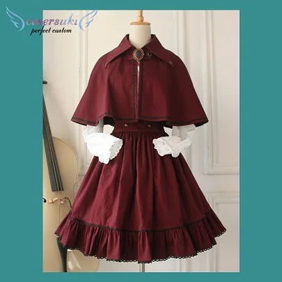Готическое платье в стиле Лолиты; платье в викторианском стиле; винтажная юбка Лолиты SK! Новинка - Цвет: Burgundy skirt