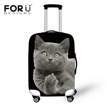 

FORUDESIGNS Elastic Suitcase Protective Covers Middle Finger Cat 3D Print Travel Luggage Cover for 18-30 Inch Trolley Case Bags