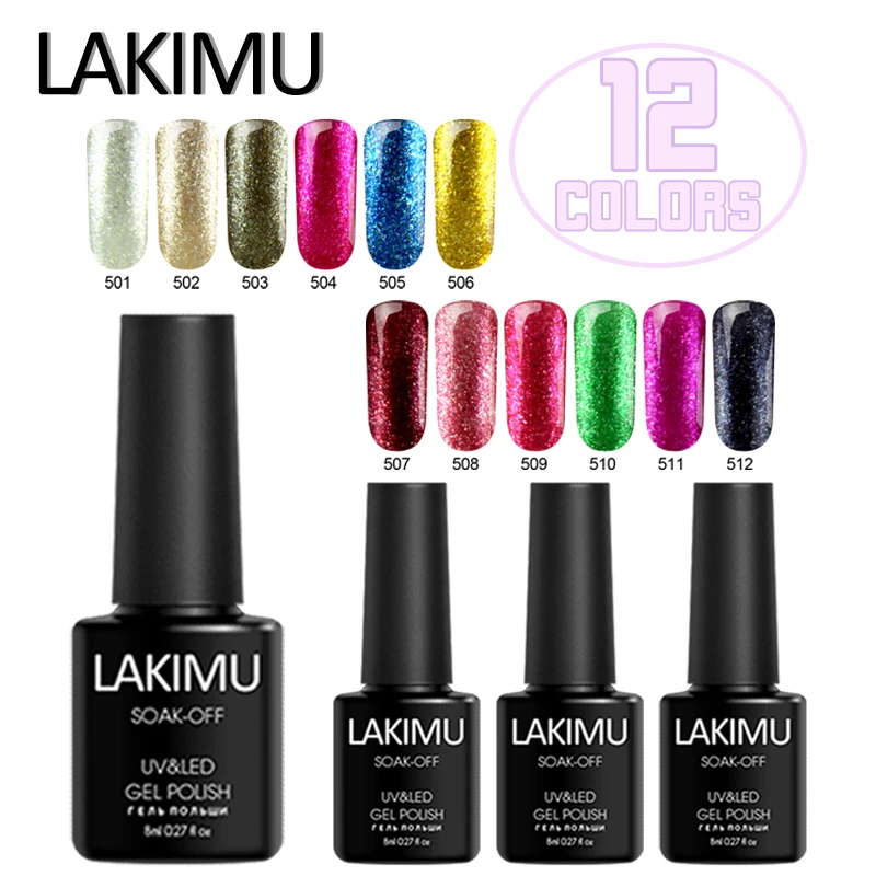 LAKIMU Платиновый лак для ногтей гель-Лаки 12 цветов светодиодный УФ-гель