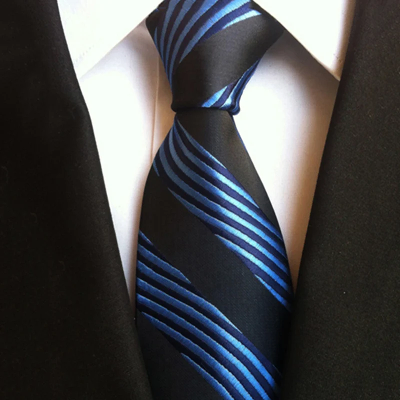 8 см синий черный деловые галстуки для мужчин Формальные Свадебная вечеринка жаккардовый узор повседневное средства ухода за кожей шеи