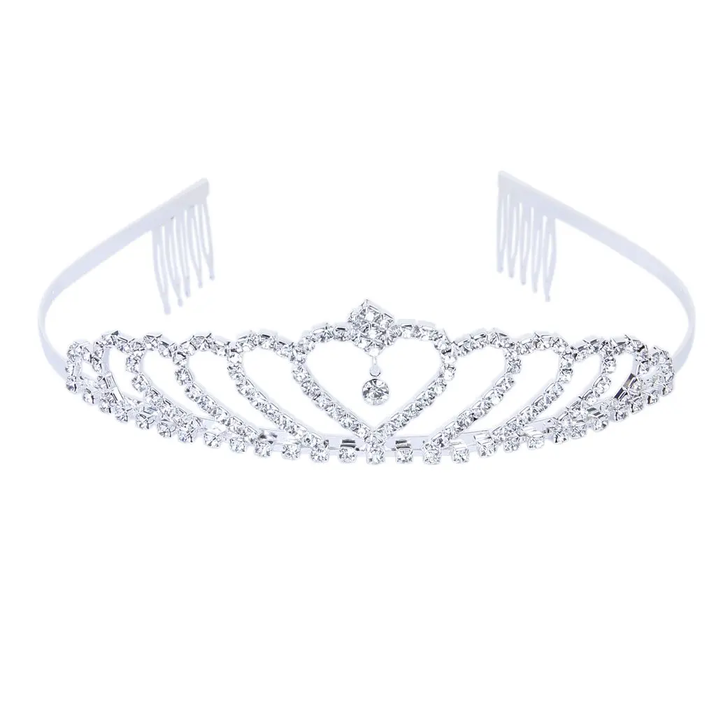 

Crown Tiara Princess Headband Stylish Rhinestone with Pin for Wedding