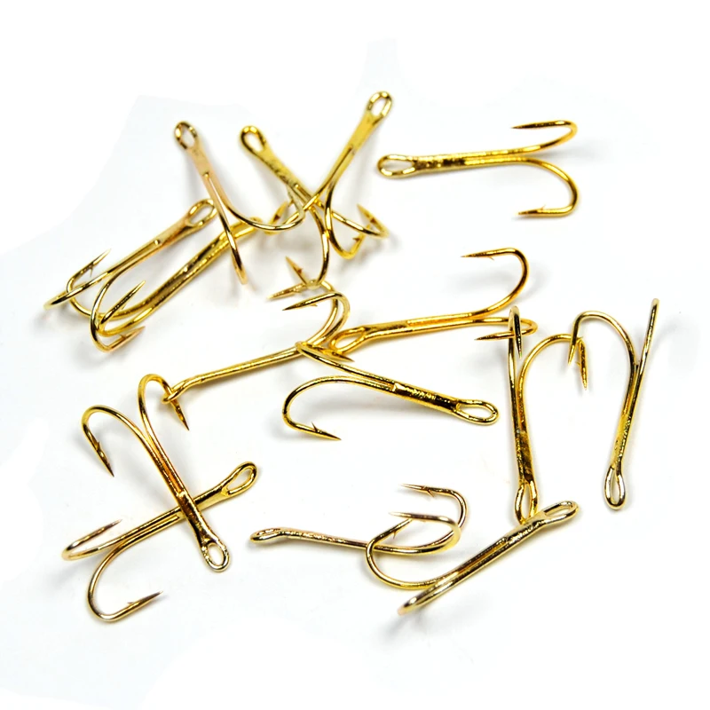 [100PCS] Sharp Gold Color Double Salmon Hook Fly Tying Streamer Tube