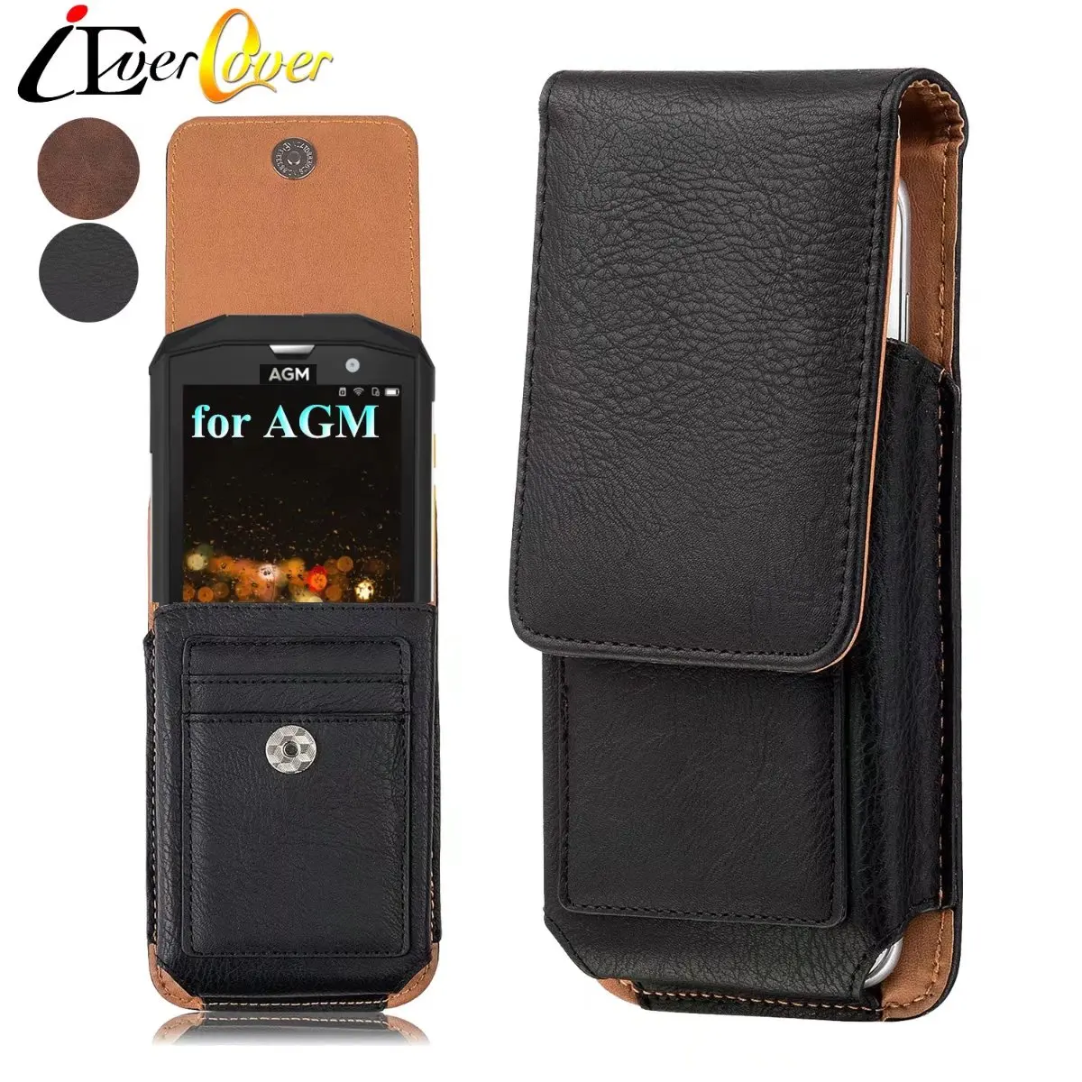 

Premium Vertical Pouch Bag Leather Case for AGM X3 / A8 SE , A1Q , X1 , X2 / X2 Max /X2 Pro Phone Holster Swivel Belt Clip Cover