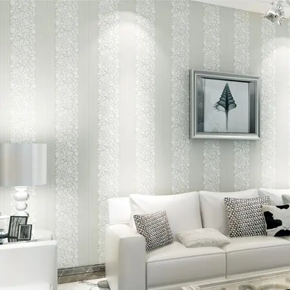 10M Home Improvement wall paper modern Fashion Non-woven Flocking Wallpaper Rolls for bedroom background wall 5 Colors R19