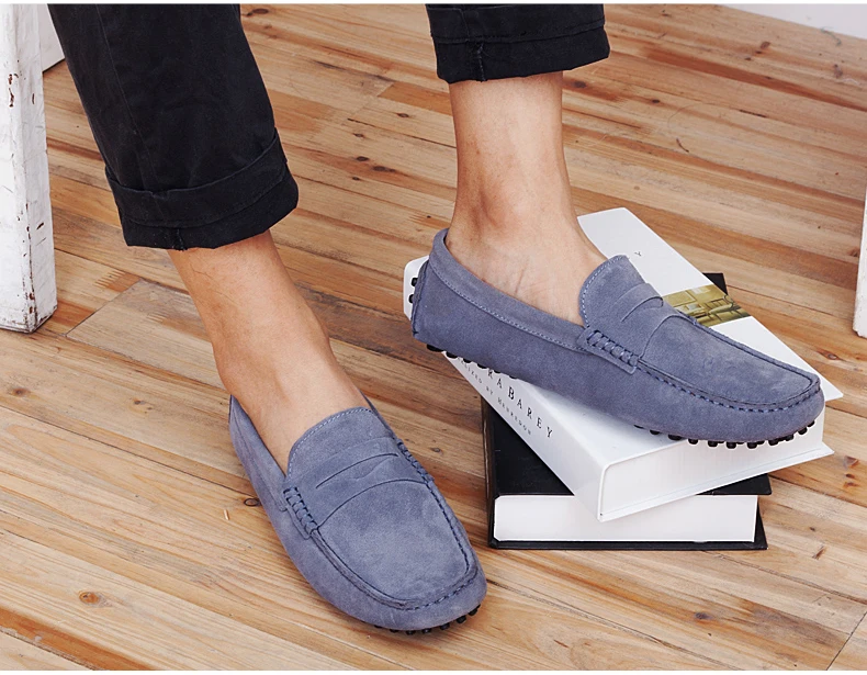 Mens Leather Casual Shoes Men Fashion Loafers Mens Leather Driving Shoes Suede Leather Men Loafers Moccasins Dress Shoe Penny Loafer (14)