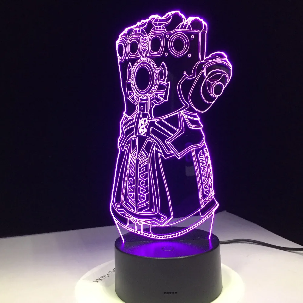 Перчатки Thanos Infinity Gauntlet Мстители Infinity War 3D оригинальная Ночная подсветка изменение 3D новинка свет Творческая настольная лампа Прямая поставка