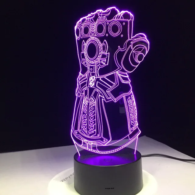Thanos Infinity Gauntlet Avengers Infinity War Gloves 3D Night lights LED Changing 3D Novelty Light Creative Desk lamp Drop Ship