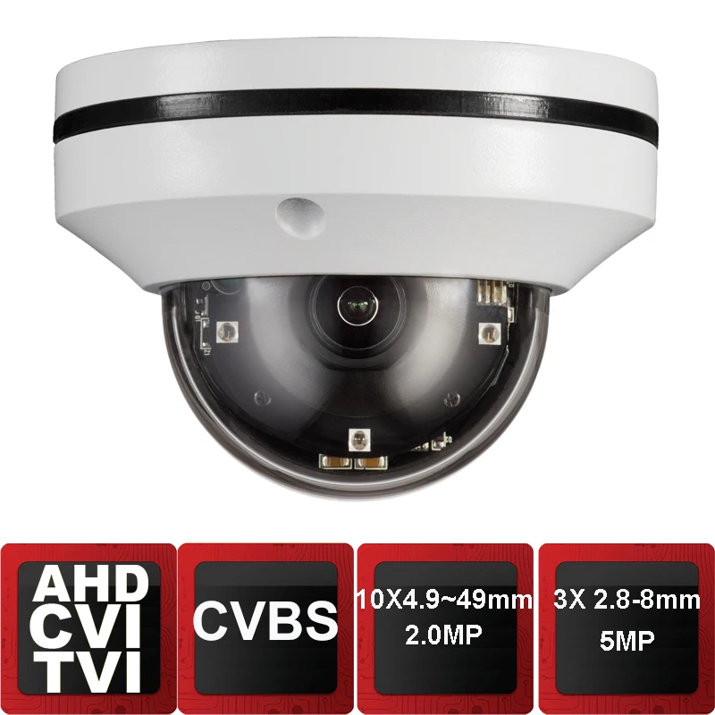 Analog AHD TVI CVI CVBS 5MP Mini IR PTZ Night Vision Zoom Dome Camera