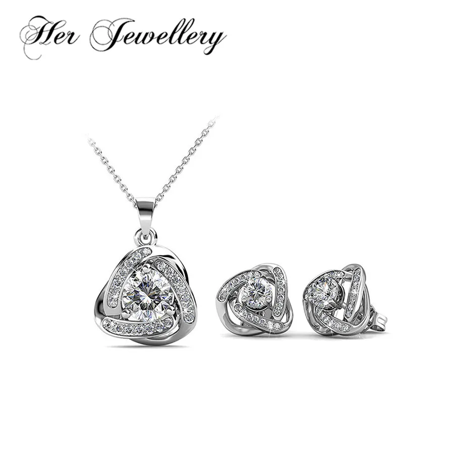 

Her Jewellery Geometic jewelry set Charm luxury jewelry for women Made with crystals from Swarovski HS081