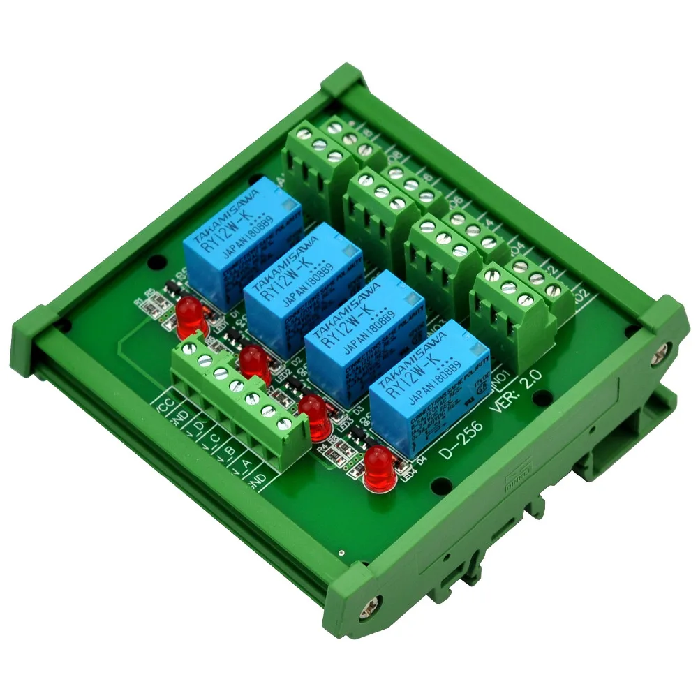 

DIN Rail Mount 4 DPDT Signal Relay Interface Module, DC12V Version.