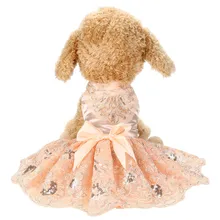 Spring Summer Dog Dress Sequins Lace Embroidered Princess Dog Dresses Pet Clothes For Small Medium Dogs