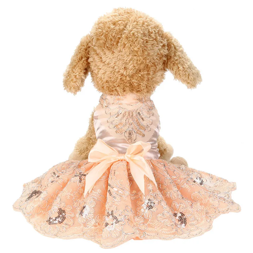 Spring Summer Dog Dress Sequins Lace Embroidered Princess Dog Dresses font b Pet b font Clothes