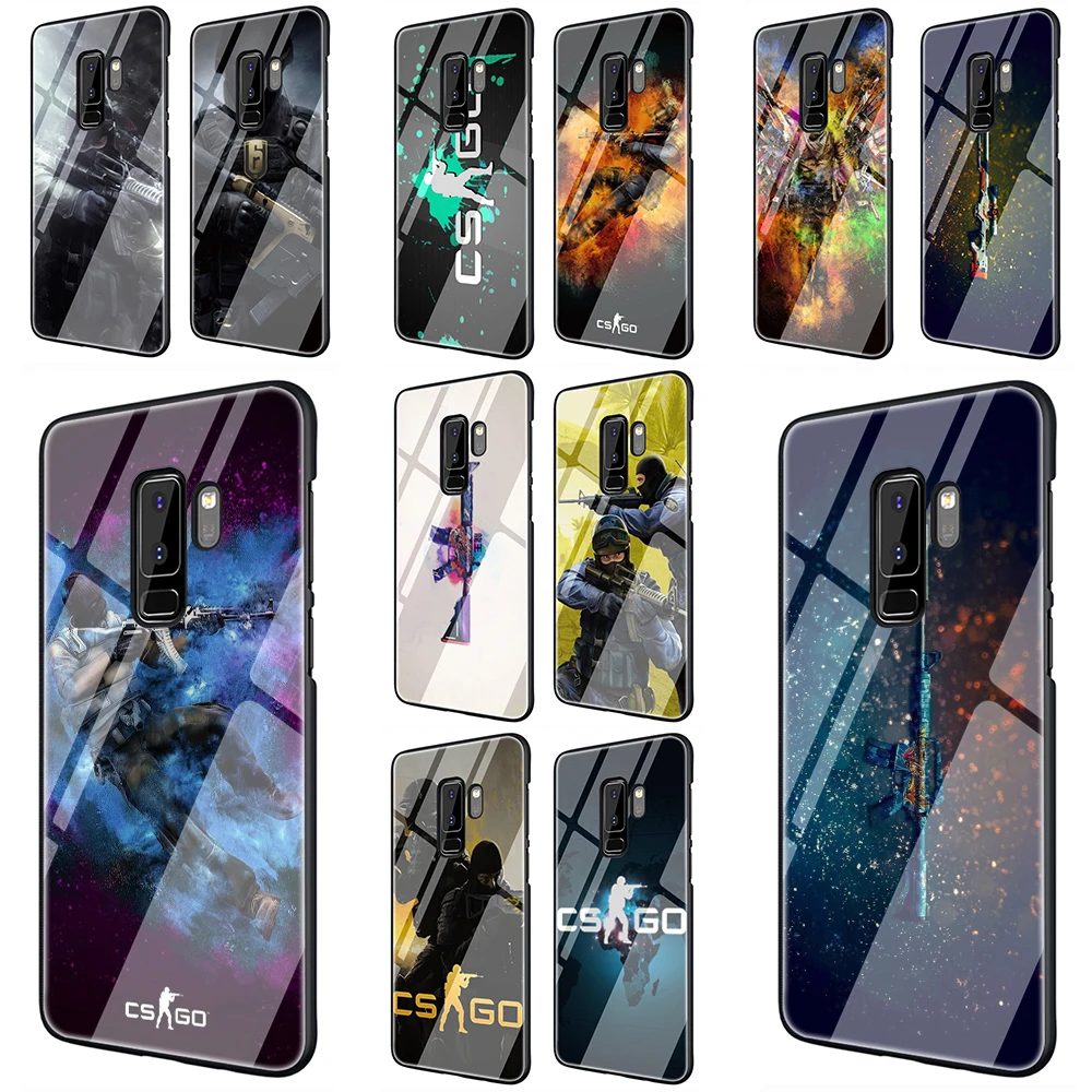 

CS GO gun game Tempered Glass Phone Case for Samsung Galaxy S7 edge S8 9 10 Note 8 9 10 plus A10 20 30 40 50 60 70
