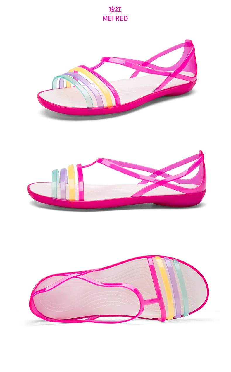 Г., женские босоножки Новые Летние повседневные разноцветные мягкие пляжные прозрачные туфли без застежки женские сандалии на плоской подошве