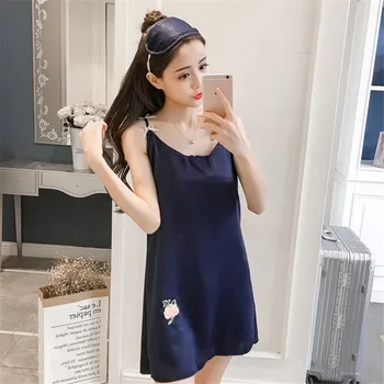 

2018 Summer Lady Nightgown Women Nightwear Nightdress Female Sleeveless Nighty Sexy Sleepwear Sleepshirt Home Clothing AD0306