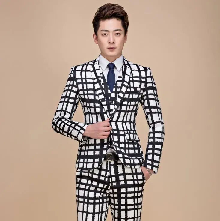 Blazer men black and white lattice latest coat designs marriage suit
