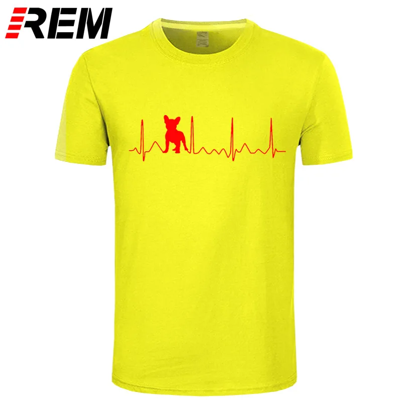 REM Мода Французский бульдог Heartbeat T рубашки мужские хлопковые О-образным вырезом Евро размер Lifeline женские топы тройник с коротким рукавом Фитнес Футболка