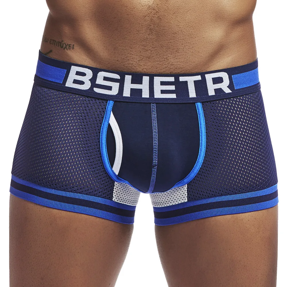 

Hot BSHETR Brand New Mesh U Pouch Men Boxer Men Underwear Sexy Underpants Cueca Cotton Pants Trunks Boxer shorts Male Panties