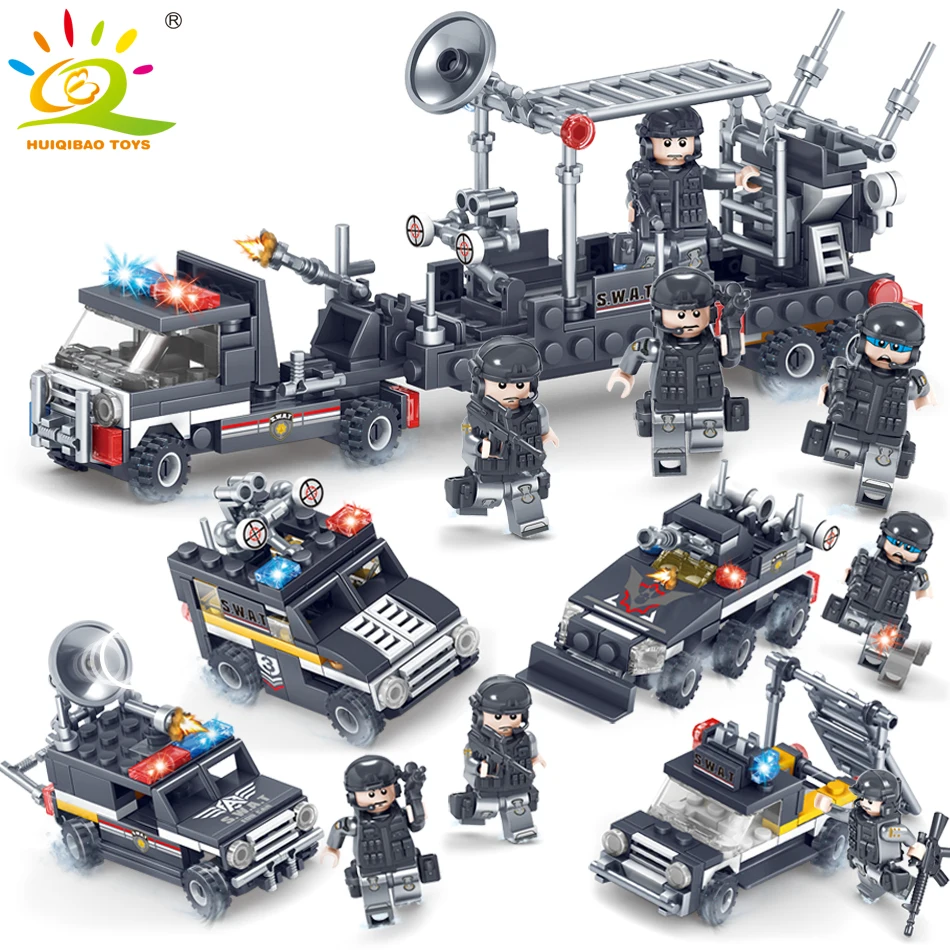 

Military SWAT Police Radar truck soldier Building Blocks Compatible army Figures Enlighten Bricks Toy for Children