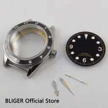 41 мм черный керамический ободок сапфировое стекло чехол для часов подходит для ETA 2836 автоматический механизм чехол+ циферблат+ светящаяся рука C133