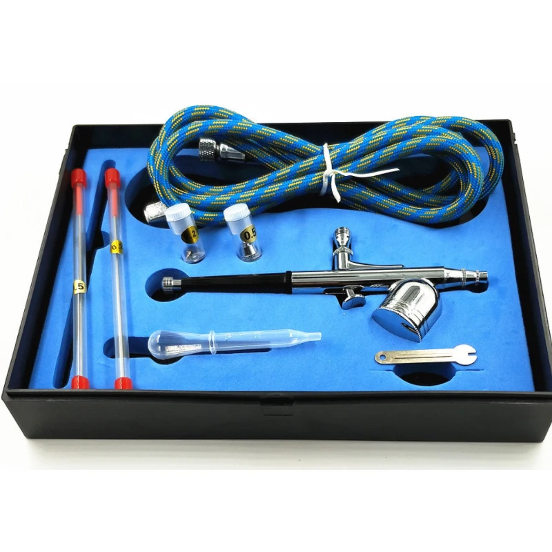 

Honsene 130K Gravity Feed Dual Action Trigger Airbrush Kit 0.2mm/0.3mm/0.5mm Needle Spray Gun Paint Art Air-paint Control(Free