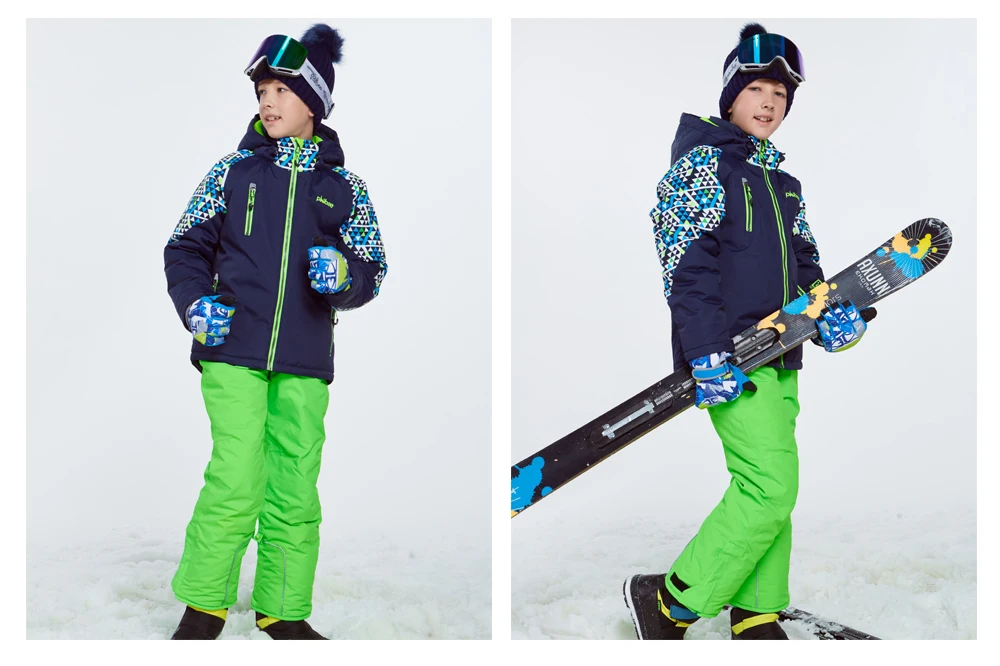Boys Clothing Winter Ski Suit Thicken Outdoor Warm Set Snowboard Waterproof Jacket Pants Suitable-20-30 Degree