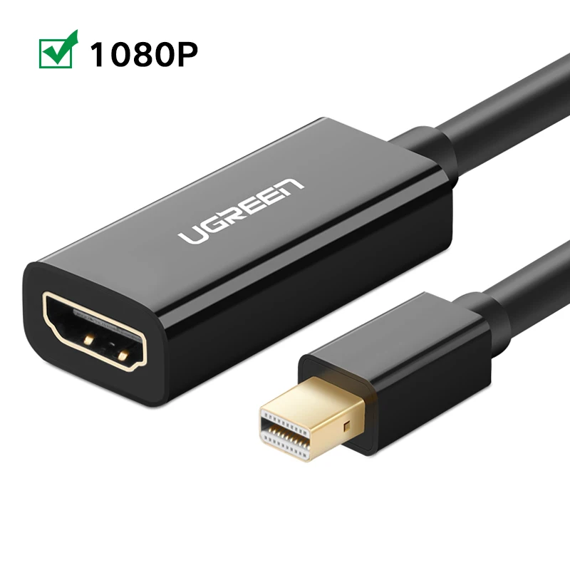 Ugreen высокое качество Thunderbolt мини дисплей порт Дисплей порт Адаптер DP к HDMI кабель для Apple Mac Macbook Pro Air - Цвет: 1080P Black